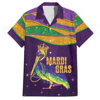 Faux Glitter Mardi Gras Pelican Hawaiian Shirt - Wonder Print Shop