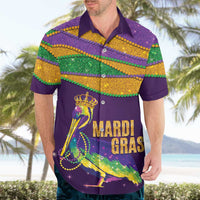 Faux Glitter Mardi Gras Pelican Hawaiian Shirt - Wonder Print Shop