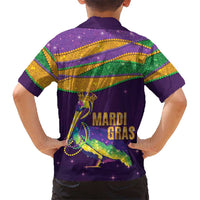 Faux Glitter Mardi Gras Pelican Hawaiian Shirt - Wonder Print Shop