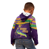 Faux Glitter Mardi Gras Pelican Kid Hoodie - Wonder Print Shop