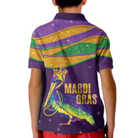 Faux Glitter Mardi Gras Pelican Kid Polo Shirt - Wonder Print Shop