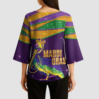 Faux Glitter Mardi Gras Pelican Kimono Sleeve Blouse - Wonder Print Shop
