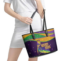 Faux Glitter Mardi Gras Pelican Leather Tote Bag - Wonder Print Shop