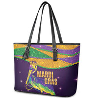Faux Glitter Mardi Gras Pelican Leather Tote Bag - Wonder Print Shop