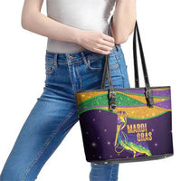 Faux Glitter Mardi Gras Pelican Leather Tote Bag - Wonder Print Shop