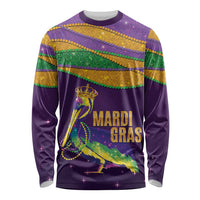 Faux Glitter Mardi Gras Pelican Long Sleeve Shirt - Wonder Print Shop
