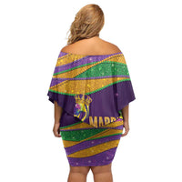 Faux Glitter Mardi Gras Pelican Off Shoulder Short Dress - Wonder Print Shop