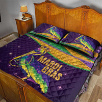 Faux Glitter Mardi Gras Pelican Quilt Bed Set - Wonder Print Shop