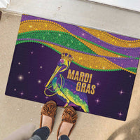 Faux Glitter Mardi Gras Pelican Rubber Doormat - Wonder Print Shop