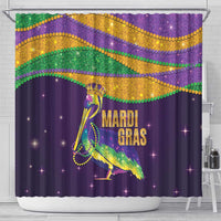 Faux Glitter Mardi Gras Pelican Shower Curtain - Wonder Print Shop