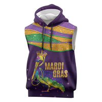 Faux Glitter Mardi Gras Pelican Sleeveless Hoodie - Wonder Print Shop