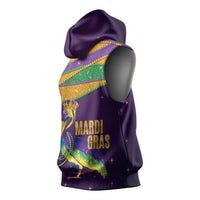 Faux Glitter Mardi Gras Pelican Sleeveless Hoodie - Wonder Print Shop
