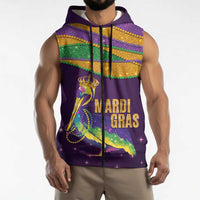 Faux Glitter Mardi Gras Pelican Sleeveless Zip Hoodie - Wonder Print Shop