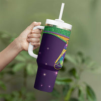 Faux Glitter Mardi Gras Pelican Tumbler With Handle - Wonder Print Shop