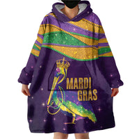 Faux Glitter Mardi Gras Pelican Wearable Blanket Hoodie - Wonder Print Shop