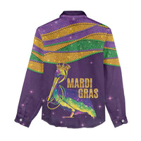 Faux Glitter Mardi Gras Pelican Women Casual Shirt - Wonder Print Shop