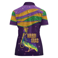 Faux Glitter Mardi Gras Pelican Women Polo Shirt - Wonder Print Shop