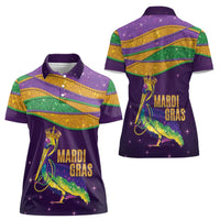 Faux Glitter Mardi Gras Pelican Women Polo Shirt - Wonder Print Shop