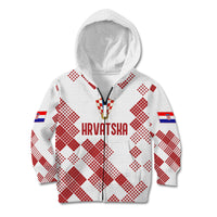 Personalised Croatia Football Kid Hoodie Champions Hrvatska - Mosaic Style - Wonder Print Shop