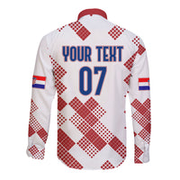 Personalised Croatia Football Long Sleeve Button Shirt Champions Hrvatska - Mosaic Style - Wonder Print Shop