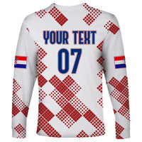 Personalised Croatia Football Long Sleeve Shirt Champions Hrvatska - Mosaic Style - Wonder Print Shop