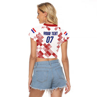 Personalised Croatia Football Raglan Cropped T Shirt Champions Hrvatska - Mosaic Style - Wonder Print Shop