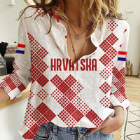 Personalised Croatia Football Women Casual Shirt Champions Hrvatska - Mosaic Style - Wonder Print Shop