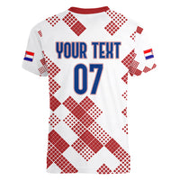 Personalised Croatia Football Women V Neck T Shirt Champions Hrvatska - Mosaic Style - Wonder Print Shop