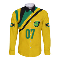 Personalised Jamaica Football Long Sleeve Button Shirt Reggae Boyz Retro WC 1998 Inspired - Wonder Print Shop