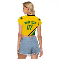 Personalised Jamaica Football Raglan Cropped T Shirt Reggae Boyz Retro WC 1998 Inspired - Wonder Print Shop