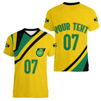 Personalised Jamaica Football Women V Neck T Shirt Reggae Boyz Retro WC 1998 Inspired - Wonder Print Shop