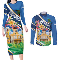 Nicaragua Granada Personalized Couples Matching Long Sleeve Bodycon Dress and Long Sleeve Button Shirt Viva Nica - Wonder Print Shop