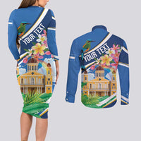 Nicaragua Granada Personalized Couples Matching Long Sleeve Bodycon Dress and Long Sleeve Button Shirt Viva Nica - Wonder Print Shop