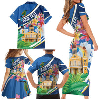 Nicaragua Granada Personalized Family Matching Short Sleeve Bodycon Dress and Hawaiian Shirt Viva Nica - Wonder Print Shop