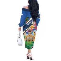 Nicaragua Granada Personalized Off The Shoulder Long Sleeve Dress Viva Nica - Wonder Print Shop