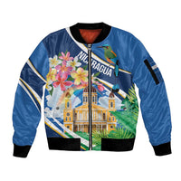 Nicaragua Granada Personalized Sleeve Zip Bomber Jacket Viva Nica - Wonder Print Shop