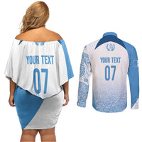 Guatemala Personalized Couples Matching Off Shoulder Short Dress and Long Sleeve Button Shirt Mayan Warrior - Wonder Print Shop