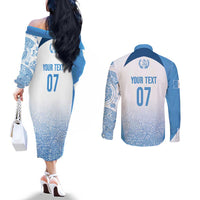 Guatemala Personalized Couples Matching Off The Shoulder Long Sleeve Dress and Long Sleeve Button Shirt Mayan Warrior - Wonder Print Shop