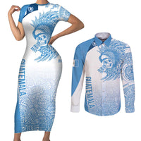 Guatemala Personalized Couples Matching Short Sleeve Bodycon Dress and Long Sleeve Button Shirt Mayan Warrior - Wonder Print Shop