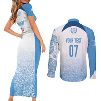 Guatemala Personalized Couples Matching Short Sleeve Bodycon Dress and Long Sleeve Button Shirt Mayan Warrior - Wonder Print Shop