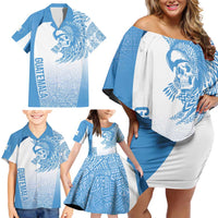 Guatemala Personalized Family Matching Off Shoulder Short Dress and Hawaiian Shirt Mayan Warrior - Wonder Print Shop
