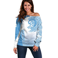 Guatemala Personalized Off Shoulder Sweater Mayan Warrior - Wonder Print Shop