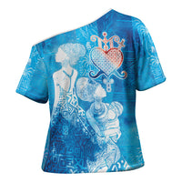Afro Erzulie Dantor Veve Cross Shoulder Shirt Mother Goddess