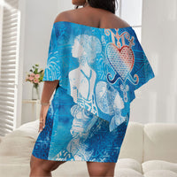 Afro Erzulie Dantor Veve Off Shoulder Short Dress Mother Goddess