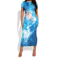 Afro Erzulie Dantor Veve Short Sleeve Bodycon Dress Mother Goddess