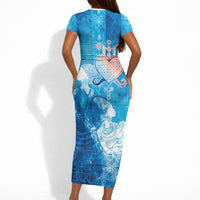 Afro Erzulie Dantor Veve Short Sleeve Bodycon Dress Mother Goddess