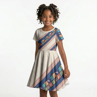 Zimbabwe Heritage Kid Short Sleeve Dress Screen Print Animals Motif