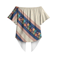 Zimbabwe Heritage Off Shoulder Wrap Waist Top Screen Print Animals Motif