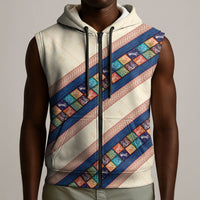 Zimbabwe Heritage Sleeveless Zip Hoodie Screen Print Animals Motif