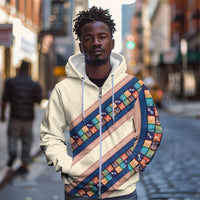 Zimbabwe Heritage Zip Hoodie Screen Print Animals Motif